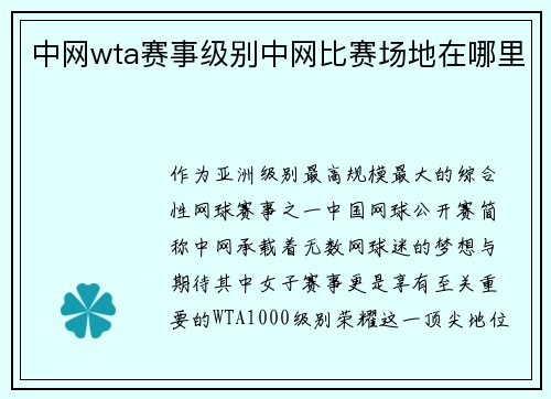 中网wta赛事级别中网比赛场地在哪里